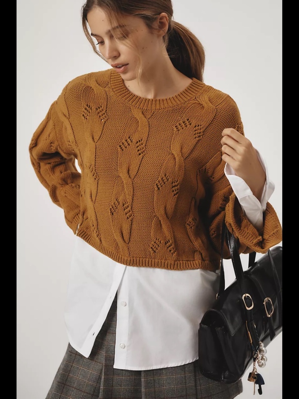 Anthropologie Pilcro Cable Twofer Sweater
